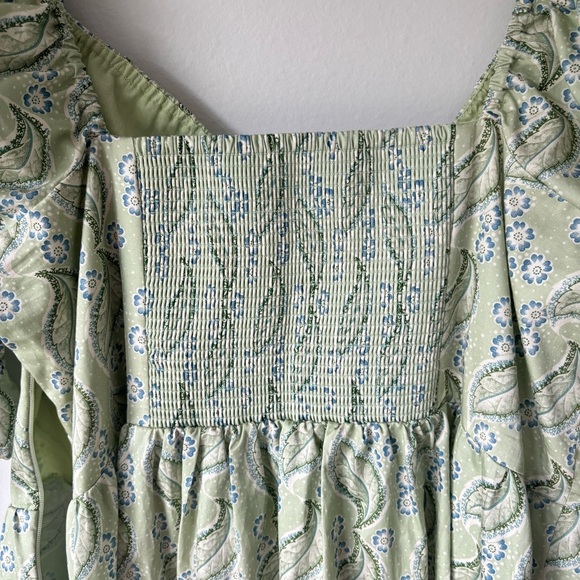 Hill House Home Ophelia Dress Eucalyptus Floral Green Midi Dress Cottagecore - Picture 11 of 14